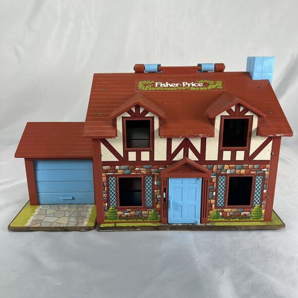 Vintage 1980 Fisher Price 952 Little People Play Brown Tudor House Cottage Toy